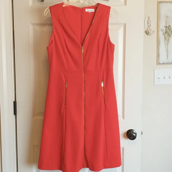 Calvin Klein | Dresses | Calvin Klein Fit And Flare Red Dress | Poshmark